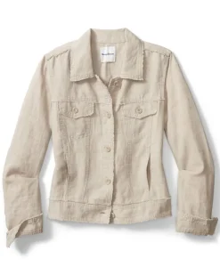 Tommy Bahama Two Palms Linen Raw-Edge Jacket-Women Jackets