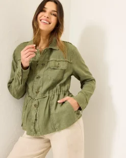 Tommy Bahama Two Palms Linen Raw-Edge Utility Jacket-Women Jackets