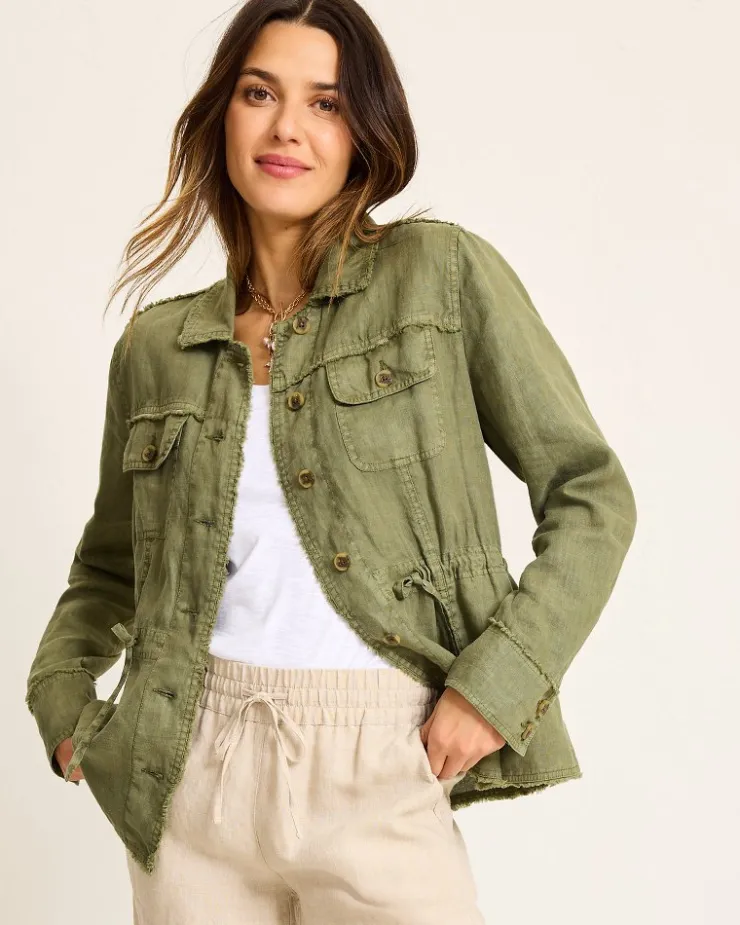 Tommy Bahama Two Palms Linen Raw-Edge Utility Jacket-Women Jackets