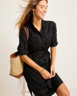 Tommy Bahama Two Palms Patch-Pocket Linen Dress-Women Dresses