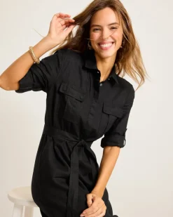 Tommy Bahama Two Palms Patch-Pocket Linen Dress-Women Dresses