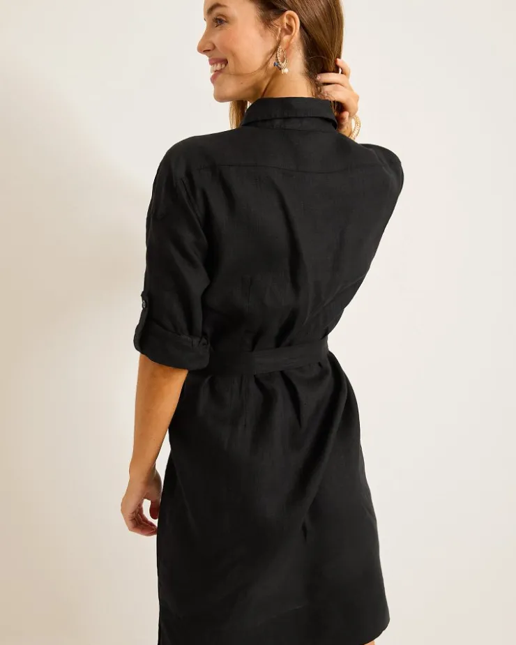 Tommy Bahama Two Palms Patch-Pocket Linen Dress-Women Dresses