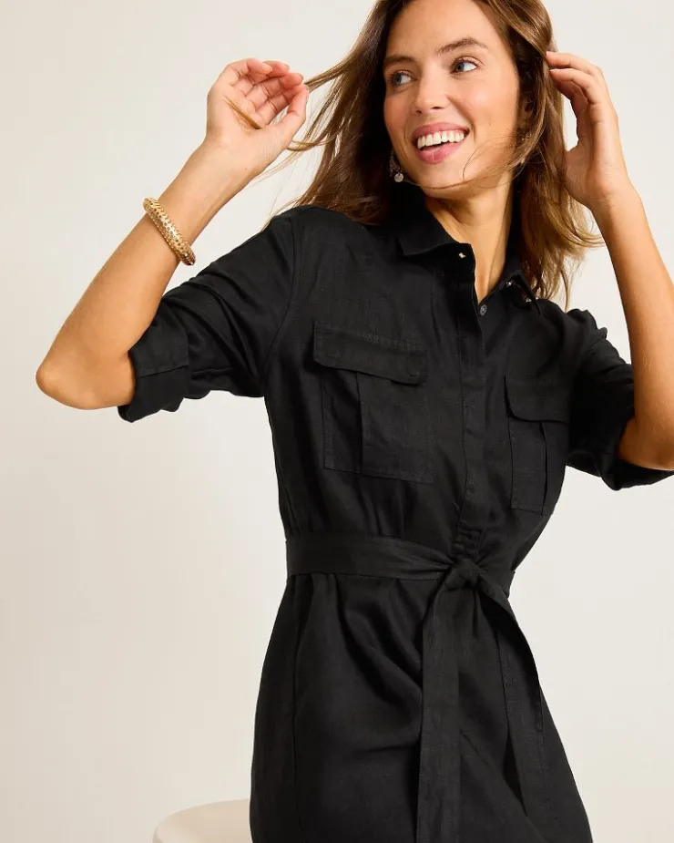 Tommy Bahama Two Palms Patch-Pocket Linen Dress-Women Dresses