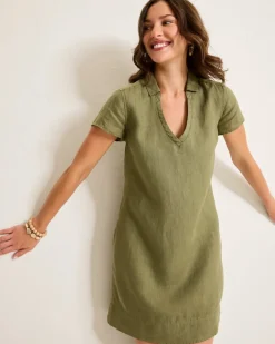 Tommy Bahama Two Palms Short-Sleeve Linen Collared Dress-Women Dresses