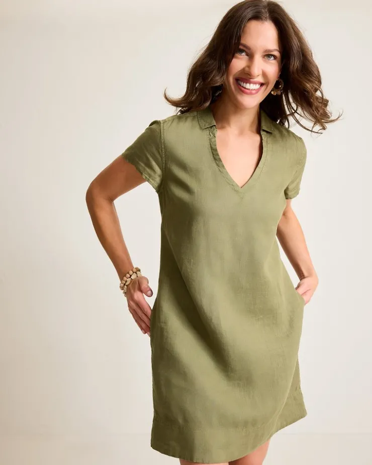 Tommy Bahama Two Palms Short-Sleeve Linen Collared Dress-Women Dresses
