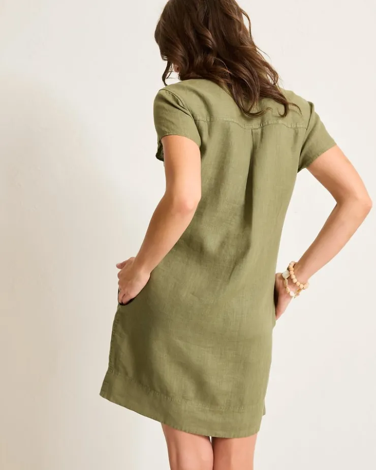 Tommy Bahama Two Palms Short-Sleeve Linen Collared Dress-Women Dresses