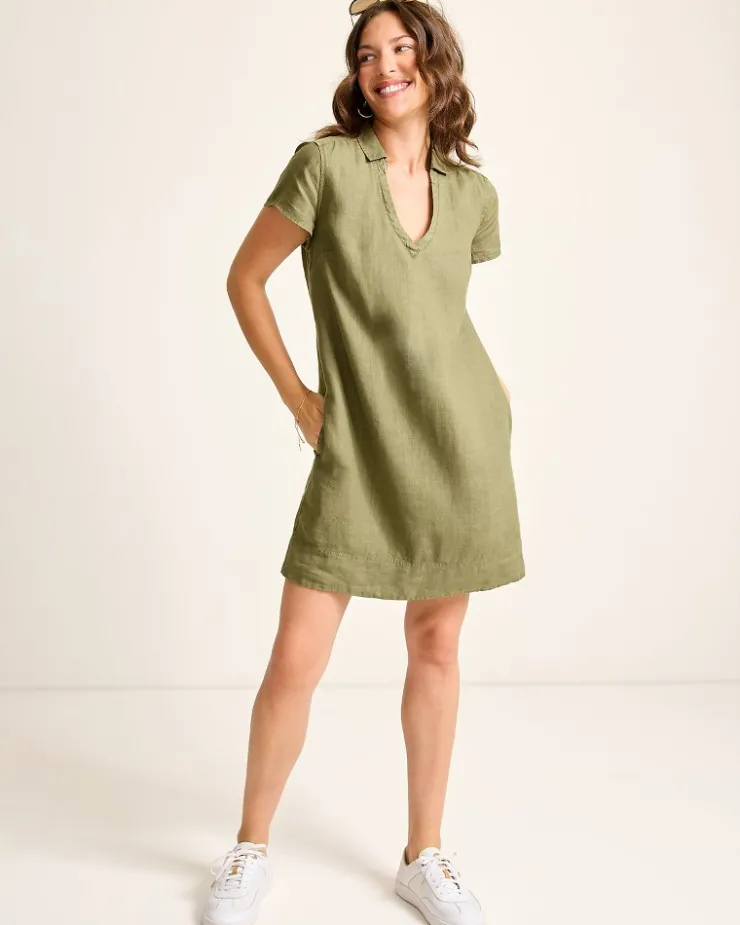 Tommy Bahama Two Palms Short-Sleeve Linen Collared Dress-Women Dresses