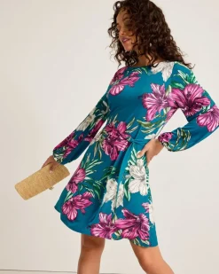 Tommy Bahama Villa Garden Long-Sleeve Short Dress-Women Dresses