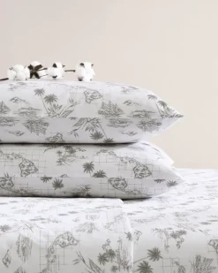 Tommy Bahama Vintage Map 4-Piece King Sheet Set- Sheet Sets & Bedskirts