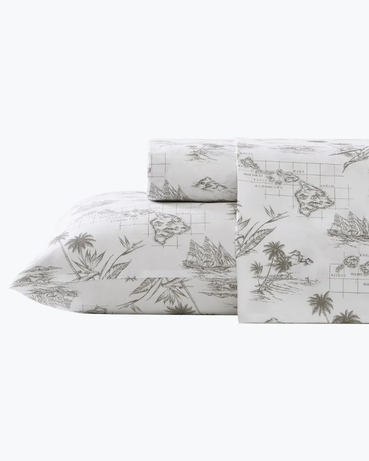 Tommy Bahama Vintage Map 4-Piece King Sheet Set- Sheet Sets & Bedskirts