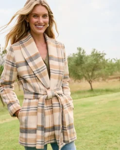 Tommy Bahama Wooly Plaid Wrap Coat-Women Jackets
