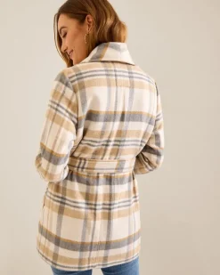 Tommy Bahama Wooly Plaid Wrap Coat-Women Jackets