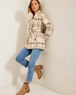 Tommy Bahama Wooly Plaid Wrap Coat-Women Jackets