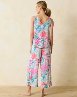 Tommy Bahama Woven Challis Tank & Cropped Pants Pajama Set-Women Sleepwear