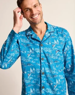 Tommy Bahama Woven Long Sleeve & Pants Pajama Set- Loungewear & Pajamas