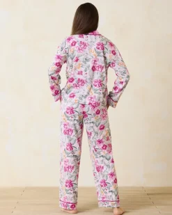 Tommy Bahama Woven Sateen Long Sleeve & Pants Pajama Set-Women Sleepwear